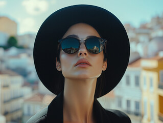 Fashionable Woman Wearing Sunglasses Product Photography Focus
