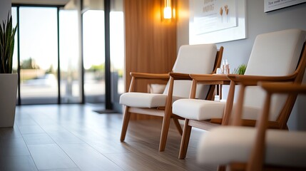 A therapist s office with comfortable chairs, calming decor, and a warm ambiance