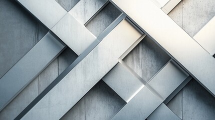 Fototapeta premium Sleek silver lines intersecting on a minimalist concrete backdrop, capturing the essence of modern design and precision in the interplay of light and shadow.