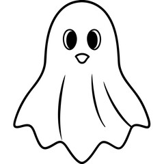 Halloween ghost vector illustration line art transparent background