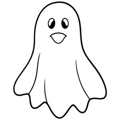 Halloween ghost vector illustration line art transparent background