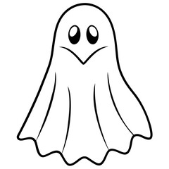 Obraz premium Halloween ghost vector illustration line art transparent background