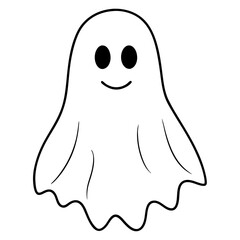 Halloween ghost vector illustration line art transparent background