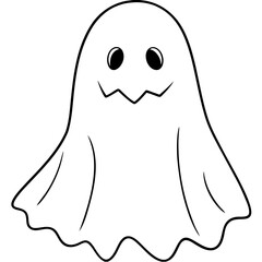 Obraz premium Halloween ghost vector illustration line art transparent background