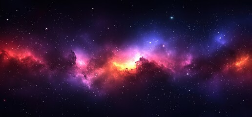 Naklejka premium Stunning Cosmic Nebula with Vibrant Colors and Stars in a Vast Universe, Perfect for Science and Space-themed Projects or Backgrounds