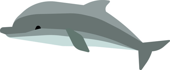 Swimming dolphin. Wild tropical marine animal icon