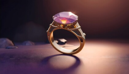 Irregular-shaped gemstone ring, raw aesthetic, artisanal feel, 3D illustration, ring jewelry, trendy, aesthetic.