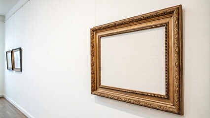 Simple picture frame on simple white wall, uncomplicated, minimalism, clean lines, basic decor, unadorned