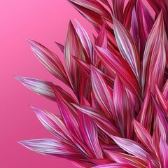 Vibrant pink leaves showcasing intricate patterns against a soft pink background, adding color to any design.
