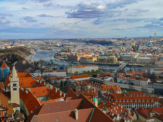 Aerial view on city Prague, Czech Republic