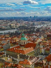 Aerial view on city Prague, Czech Republic