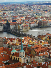 Obraz premium Aerial view on city Prague, Czech Republic