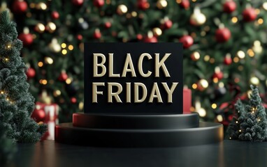 bold big letters close-up "BLACK FRIDAY" podium christmas mockup 