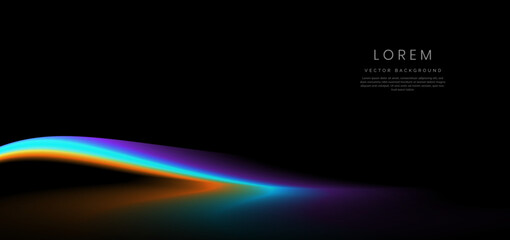 Colorful wave and light on black background. You can use for ad, poster, template, business presentation.