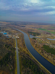 Aerial view of the Moscow channel, Russia