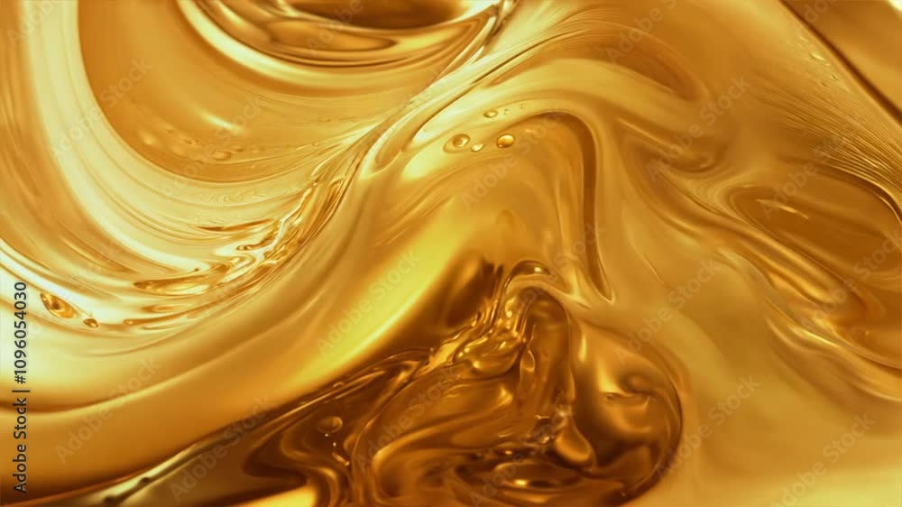 Poster golden liquid texture smooth swirls and shiny patterns evoking warmth and luxury in abstract fluid d