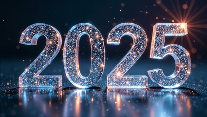 new year 2025 crystal shining numbers
