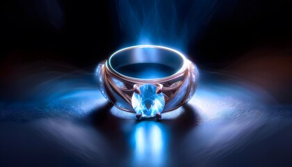 Irregular-shaped gemstone ring, raw aesthetic, artisanal feel, 3D illustration, ring jewelry, trendy, aesthetic.