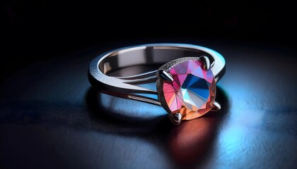 Irregular-shaped gemstone ring, raw aesthetic, artisanal feel, 3D illustration, ring jewelry, trendy, aesthetic.