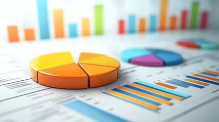business statistics info graphics, pie charts, bar graphs, and numerical data, business growth analysis.