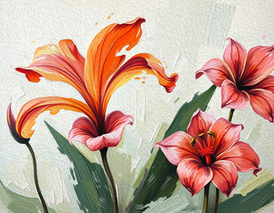 Botanical pattern for printing on wall decorations, covers. Artistic brush strokes.