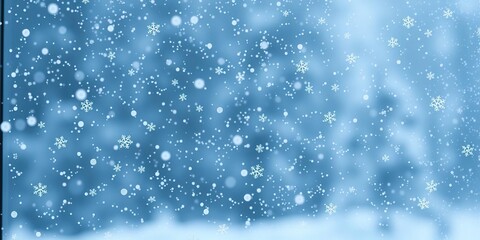 Snowflakes gently falling from a window, holiday atmosphere, frosty scene