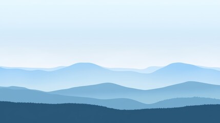 Serene Landscape with Soft Blue Tones and Gentle Hills Under a Clear Sky Inviting Tranquility and Peace in Nature's Embrace