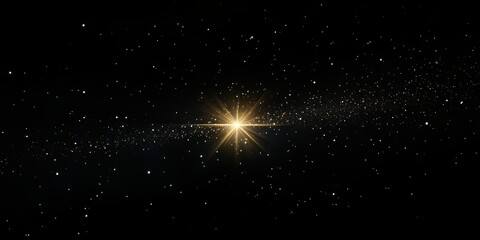 Stunning Celestial Scene Featuring a Bright Star Surrounded by Twinkling Stars in a Deep Black Expansive Cosmos Ideal for Space and Astronomy Themes