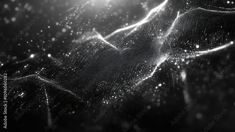 Poster digital cyberspace with particles and digital data network connections concept.