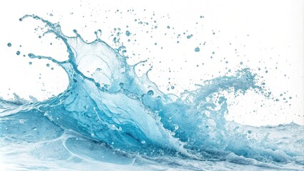 Fototapeta premium Soft watercolor splash on white background with gentle blue hues, gentle ripples, white background