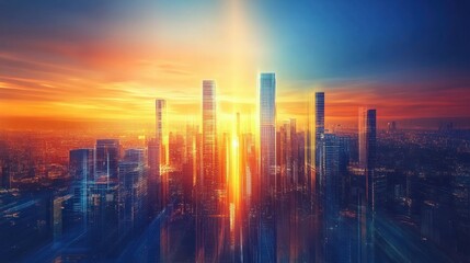 Dynamic futuristic cityscape, an abstract wallpaper or background concept, likely to become a best-seller