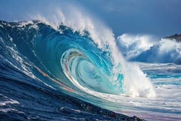 Swirling blue background with multicolored streaks and splashes creating a dynamic visual effect, creative composition, fluid motion, gradient texture, abstract art