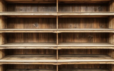 Fototapeta premium Empty shelves. empty wooden supermarket shelves christmas background 