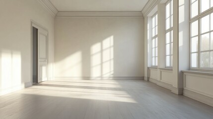 Fototapeta premium Unfurnished room with neutral color scheme