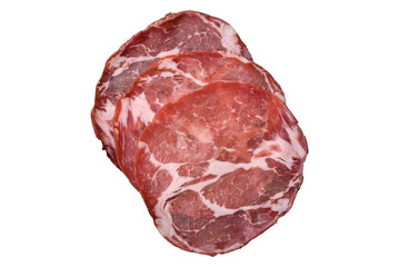 Antipasto jamon, prosciutto, sausage, sliced with tomatoes, salt and spices