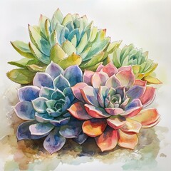 Watercolor Painting of Succulents  Job ID: 6830da0e-1e1f-493d-845f-765b7a83434c
