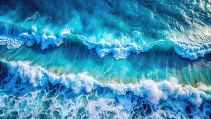 Aerial Minimalist Ocean Wave View: Serene Blue Water Background with Abstract Patterns and Textures