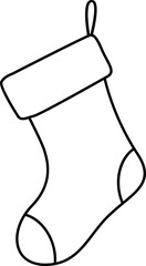 Christmas sock outline vector isolated.
Christmas  stocking coloring page.
Transparent background.