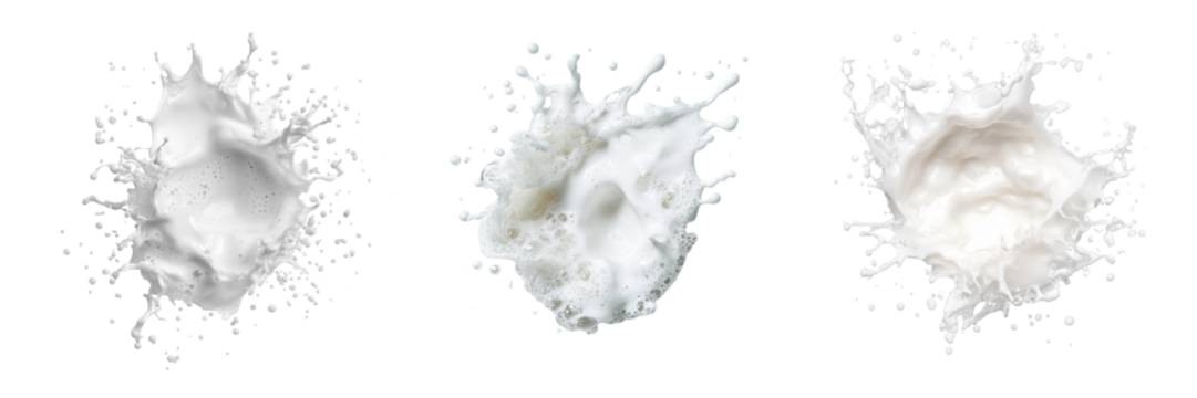 Set of white soap foam splashes isolated on a transparent background