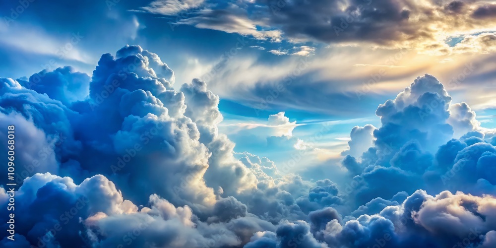 Poster abstract fluffy sky with cloudy atmosphere in high depth of field, capturing the essence of serenity