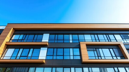 Obraz premium Modern Office Building Under Clear Blue Sky