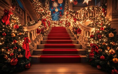 Fototapeta premium stairs christmas background 