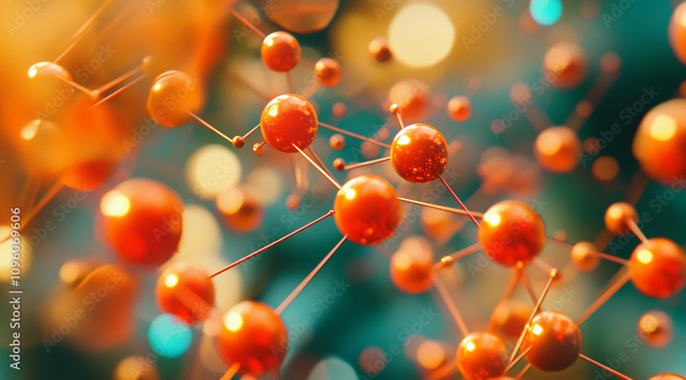 Poster Colorful molecular structures illuminated in a captivating display of science and innovation