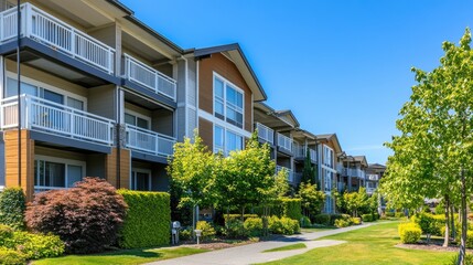 Modern Apartment Complex with Vibrant Landscaping