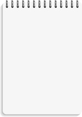 Notepad realistic mockup. White paper sheet on spiral