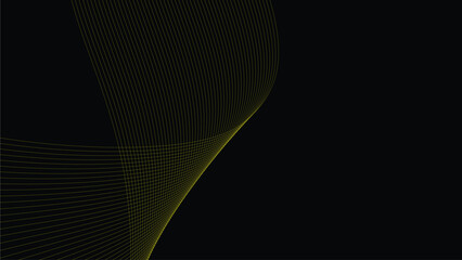 Black abstract backround with yellow curve line for backdrop or presentation