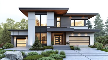 Fototapeta premium Modern 3D Architectural Design of a Contemporary Home