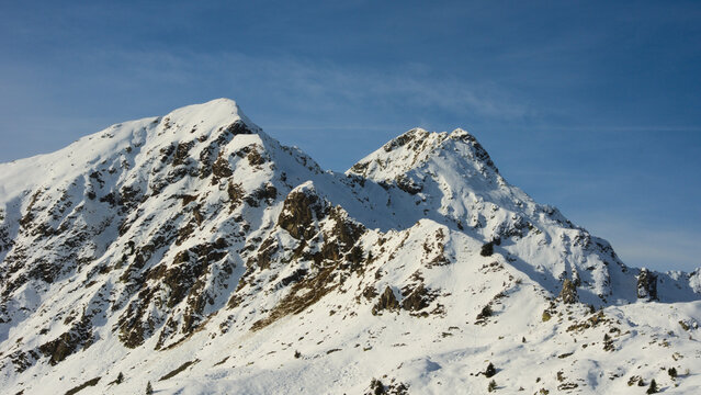 Alpine peaks Cima della Rovere and Monte Cadelle, near the Dordona Pass. Orobie, Italy