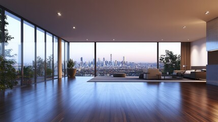 Obraz premium Contemporary Luxury House with Polished Wood Floor