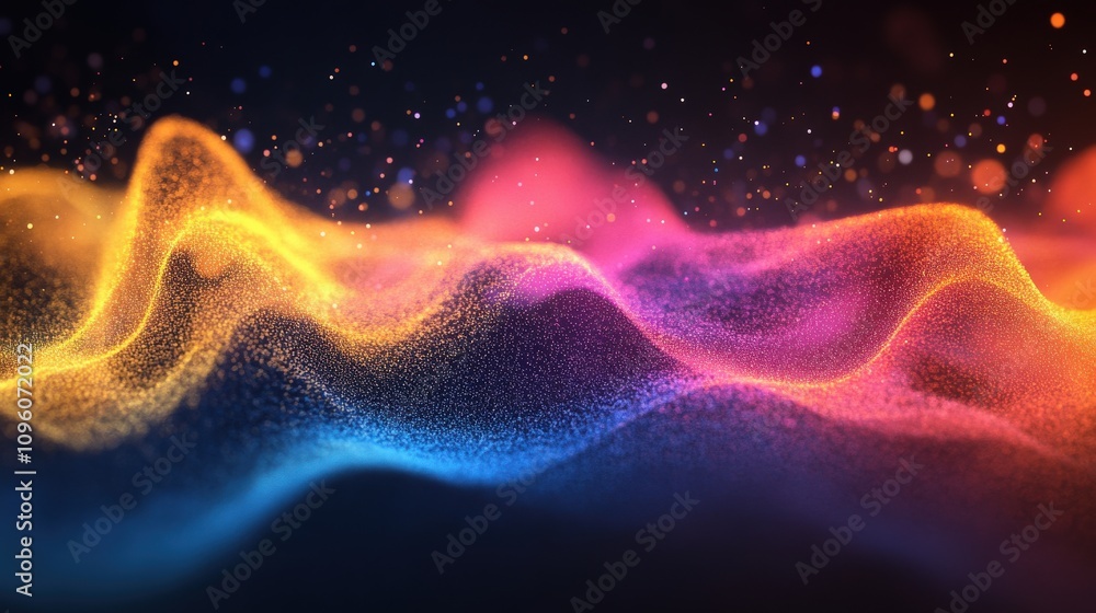 Poster abstract colorful particle wave abstract background